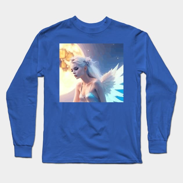 A beautiful girl-elf with wings on her back Long Sleeve T-Shirt by Evgeniya